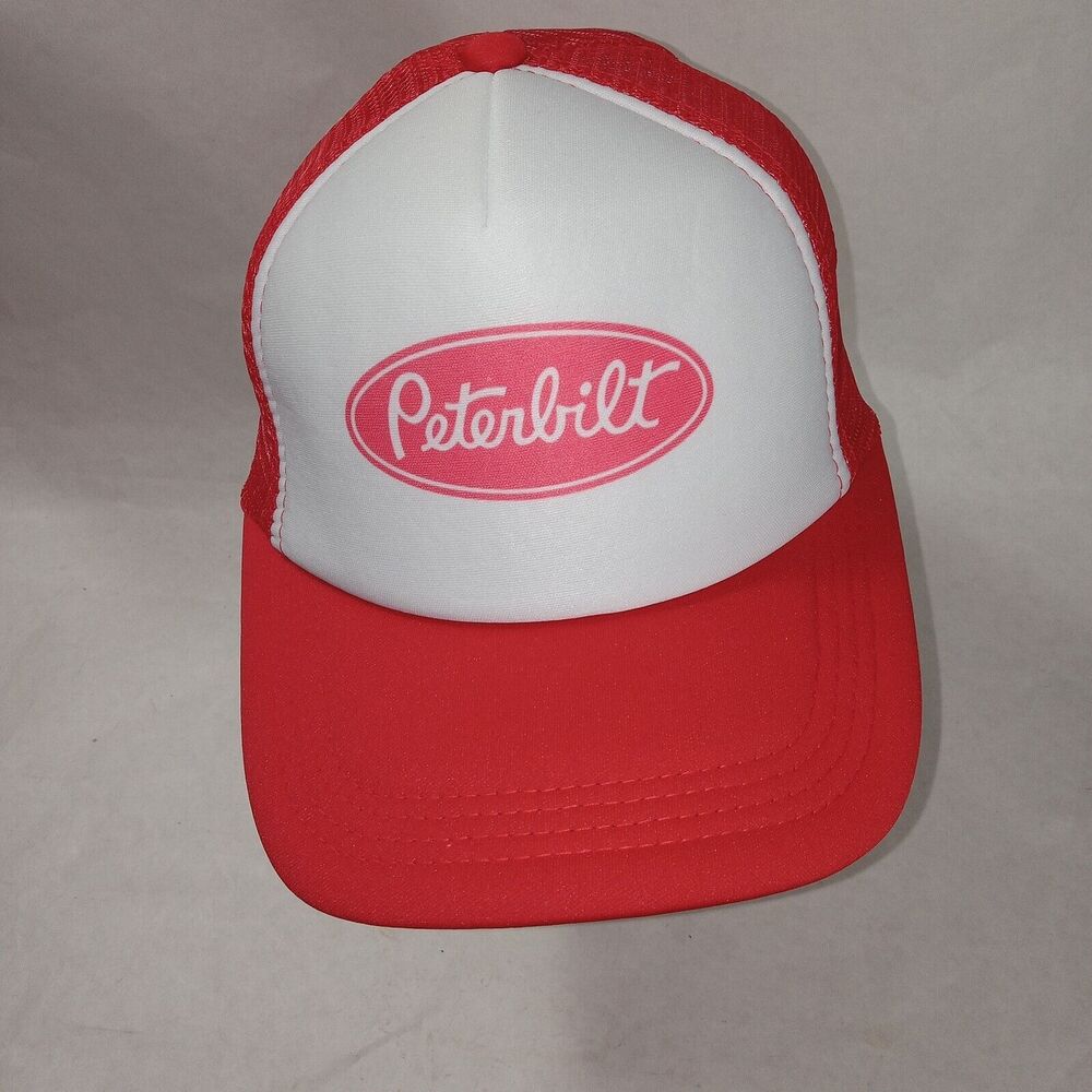 FOAM MESH TRUCKER HAT PETERBILT RED AND WHITE